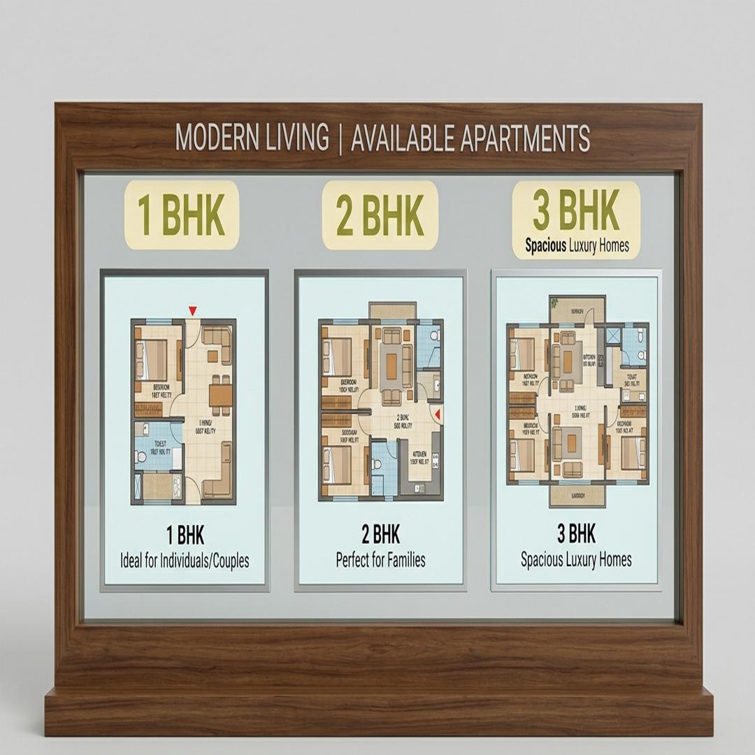 1, 2 & 3 bhk available